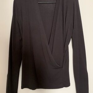 Banana Republic Threadsoft Wrap Top Black Sz M